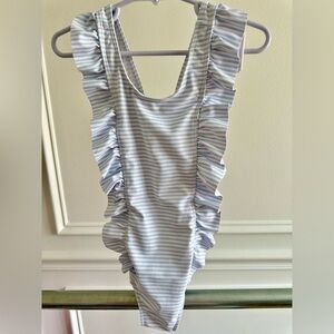 Minnow blue stripe swimsuit size 5/6